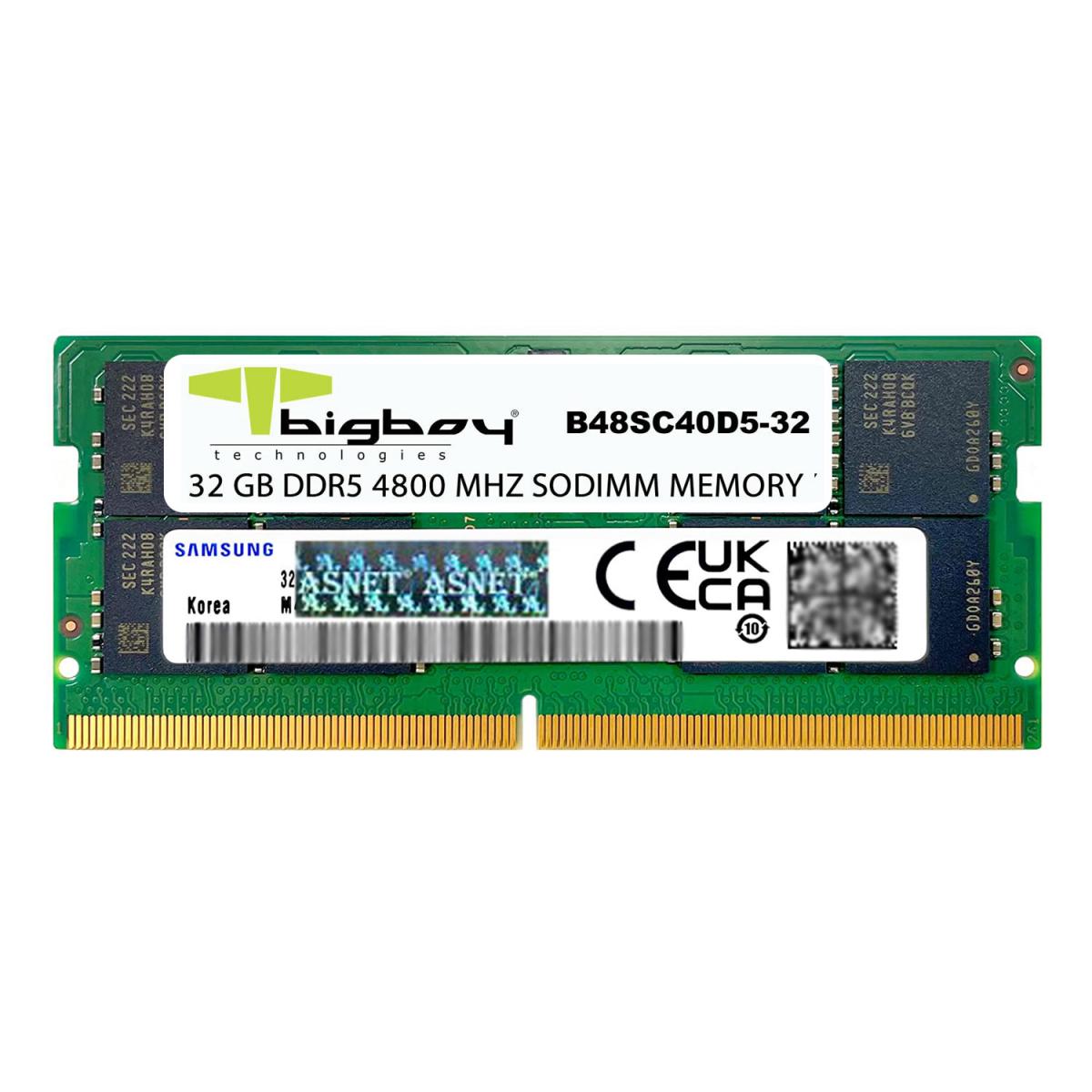Bigboy 32GB DDR5 4800MHz CL40 Notebook Ram B48SC40D5-32